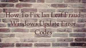 How To Fix Ian Leaf Fraud Windows Update Error Codes